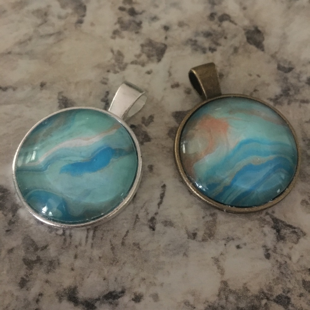 One of a Kind Handmade Pour Paint Pendant